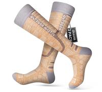 OutdoorMaster Lana Merino Calze da Sci, 2 Pack calze da sci sopra il polpaccio con polsino antiscivolo per Uomo e Donna, calze termiche a compressione invernale per sci, snowboard