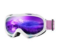 OutdoorMaster Maschera da Sci OTG Premium Unisex, Antiappannamento Maschera Snowboard, Protezione UV al 100% Occhiali da Sci, Maschere Sci per Uomo, Donna, Ragazzi e Ragazze (Revo Viola VLT 17%)