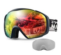 OutdoorMaster Maschera da Sci Premium Unisex con Custodia, Occhiali da Snowboard, Occhiali da Sci, Protezione UV al 100%, Occhiali da Sci Antiappannamento per Donne, Uomini, Ragazzi e Ragazze