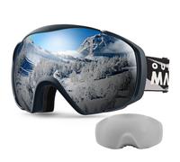OutdoorMaster Maschera da Sci Premium Unisex con Custodia, Occhiali da Snowboard, Occhiali da Sci, Protezione UV al 100%, Occhiali da Sci Antiappannamento per Donne, Uomini, Ragazzi e Ragazze