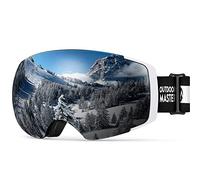 OutdoorMaster Maschera da Sci PRO, Senza cornice, Lenti intercambiabili Occhiali da Sci Snowboard, Protezione UV400 Maschera Sci da Donna&Uomo (A11-Bianca Montatura Revo Lente Argento VLT10%)