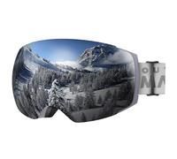 OutdoorMaster Maschera da Sci PRO, Senza cornice, Lenti intercambiabili Occhiali da Sci Snowboard, Protezione UV400 Maschera Sci da Donna&Uomo (Montatura grigia Lente d'argento Revo VLT10%)