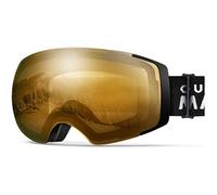 OutdoorMaster Maschera da Sci PRO, Senza cornice, Lenti intercambiabili Occhiali da Sci Snowboard, Protezione UV400 Maschera Sci da Donna&Uomo (Montatura nera Lente arancione VLT65%)