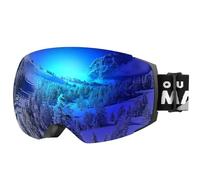 OutdoorMaster Maschera da Sci PRO, Senza cornice, Lenti intercambiabili Occhiali da Sci Snowboard, Protezione UV400 Maschera Sci da Donna&Uomo (A2-Cornice nera Revo Lente blu VLT15%)