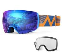 OutdoorMaster Maschera Sci Adulti Azzurra Strap Arancione/Blu Lenti Blu e Chiara