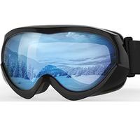 OutdoorMaster Occhiali da sci per bambini Occhiali da neve compatibili con casco per ragazzi e ragazze con protezione UV al 100% (cornice nera + VLT 60% lente blu chiaro)