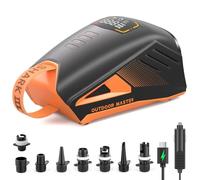 OutdoorMaster Shark 3 Pompa ad Aria Elettrica - 3'50" Gonfiaggio Rapido, 20PSI Pompa a Batteria Ricaricabile 74Wh, Auto-Off & Deflation, 12V/15.8V DC & Type-C Input, 8 Ugelli per Gommoni, Barche