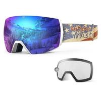 OutdoorMaster Ultra Maschera Sci Adulti Bianca Strap USA Lenti REVO Blu e Chiaro
