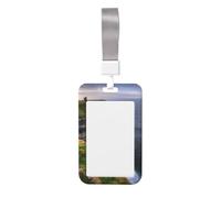 Outdoors The Cliffs Porta badge scorrevole Porta badge verticale in plastica custodia protettiva per donne uomini porta carte d'identità con cordino da lavoro custodia per ufficio