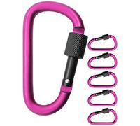 OutdoorSaxx - Moschettoni a vite in alluminio, 8 cm, 5 pezzi, rosa e nero