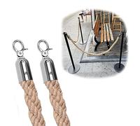 OutdoorStanchionRopeSet2PcsTwistedHempCrowdControlBarrierwithSilverClipsforTrafficManagementDriveway & Street4.5m/14.7ftLunghezza