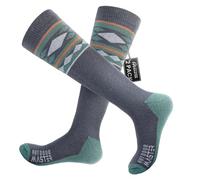 OutdorMaster - Calze da sci unisex in lana merino, sopra il polpaccio, con polsino antiscivolo per uomo e donna