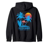 Outer Banks Carolina Vacanza Tramonto Vintage Felpa con Cappuccio