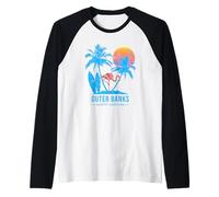 Outer Banks Carolina vacanza tramonto vintage Maglia con Maniche Raglan