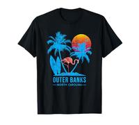 Outer Banks Carolina Vacanza Tramonto Vintage Maglietta