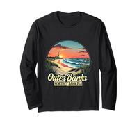 Outer Banks North Carolina Coastal Sunset Beach Faro Maglia a Manica