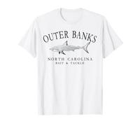 Outer Banks North Carolina Shark Retro Arcuate Slate Lettere Maglietta