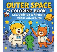 Outer Space Coloring Book: Cute Animals & Friendly Aliens Adventures for Kids 4-8