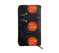Outer Space Galaxy Solar System Print Portafoglio lungo da donna in pelle con stampa - alla moda con più slot per schede, tasca portamonete, nero, taglia unica
