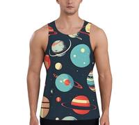 Outer Space Planet Print - Gilet da allenamento da uomo, ad asciugatura rapida, traspirante, da palestra, spiaggia, sport, abbigliamento casual quotidiano, Nero , L