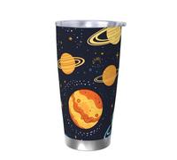 Outer Space Planet Tumbler con coperchio, portabicchieri termico per auto, sistema solare, da 590 ml, in acciaio inox, tazza da caffè da viaggio per bevande calde e fredde