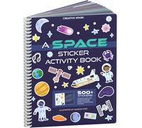 Outer Space Stickers + Coloring Book by Cupkin: Innovative Side by Side Sticker Books - Spiral Binding Lays The Planet Stickers Flat - 500+