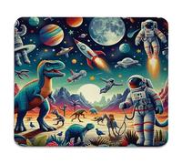 Outer Space Surreal Design of Rockets Dinosaurs Planets And Astronaut Characters Tappetini per Il Mouse Antiscivolo Mousemat Liscio Tappetino Mouse per Computer Ufficio Gioco 25X30Cm