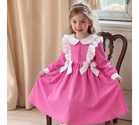 Outfit da scuola per ragazze giovani: un abito lungo e aderente con design a blocchi di colore rosa e bianco, con colletto Peter Pan per un look preppy vintage 6Y,7Y,8Y,4Y,5YColore unicoTessuto