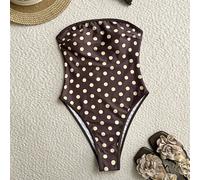 Outfit da spiaggia alla moda da donna, design retrò con stampa a pois su tutto il capo, elegante per la spiaggia quotidiana, viaggi, feste, vacanze estive e primaverili, costume da bagno monopezzocon 