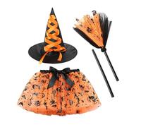 Outfit di Halloween Costumi da stregone, ragazze gonne gonfiette cappello scoperta per bambini, Halloween fantasia vestita da cosplay festa, cosplay di compleanno Principessa Photoshoet
