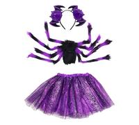 Outfit in costume ragno - Abito tutu di Haltu, set raccapricciante per la testa | Spooky per gli studenti per adolescenti per bambini, forniture per la festa della scuola di cosplay per la festa nottu