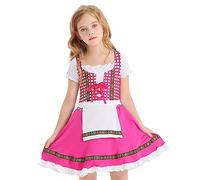 Outfit Oktoberfest per Ragazze Dirndl Bavarese per Bambine Vestito per Ragazze Preadolescenti Vestito Medievale da Principessa Vestito Rinascimentale Abbigliamento Tradizionale Tedesco, rosa, 4-6