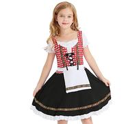 Outfit Oktoberfest per Ragazze Dirndl Bavarese per Bambine Vestito per Ragazze Preadolescenti Vestito Medievale da Principessa Vestito Rinascimentale Abbigliamento Tradizionale Tedesco, Nero , 7-9