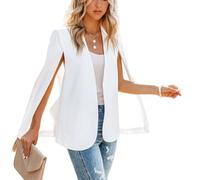 OutFyt Blazer da Donna Mantella Spaccata Manica Lunga Giacca Aperta sul Davanti Giacca Gilet Foderato da Ufficio Top con Scollo A V Giacca Estiva Primaverile Gilet Completo Gilet, Bianco, S