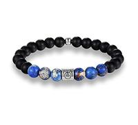 OutFyt Bracciale Chakra, 12 Constellation Zodiac Sign Bangle Natural Blue Imperial Jasper Stone Bangle Divination Constellation Rope Bracelet Zodiac Birthstone Couple Wristband For Men Women, Toro