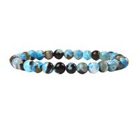 OutFyt Bracciale in Pietra di Agata di Fuoco Blu Naturale da 6 Mm Bracciale in Pietra di Agata di Fuoco 7 Cristalli di Chakra Pietre Preziose Bracciale di Perline Elasticizzate, Braccialetti Fortuna