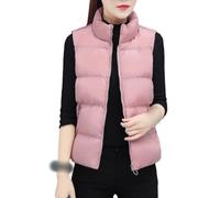 OutFyt Capispalla da Donna Gilet Trapuntato Stile Corto, Cerniera Alta Gilet con Tasche Giacca Senza Maniche Gilet Smanicato Gilet da Esterno Gilet Invernale Imbottito, Rosa, XXL
