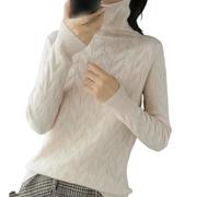OutFyt Colletto Alto da Donna Pullover in Cashmere Inverno Manica Lunga,Lavorato A A Trecce Pullover di Lana Lavorato A Maglia Colletto Alto Invernale Top Caldi M