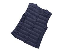 OutFyt Gilet Trapuntato Girocollo Da Donna, Leggero Con Bottoni A Pressione Gilet Piumino Senza Maniche Capispalla Gilet Scaldamani Antivento Per Esterno Gilet Imbottito Invernale, Blu Navy, S