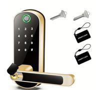 OUTFYT Smart Fingerprint Lock App Remote Control Keyless WIFI Digital Touchscreen NFC IP67 impermeabile con 2 carte IC,Protezione intelligente affidabile(Gold)
