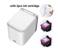 OUTFYT Stampante Portatile, Stampante wireless Mobile Color Mini Stampante portatile Portatile Portatile Stampanti WiFi portatile a getto d'inchiostro Stampa Quando Vuoi(With 2pcs Cartridge)
