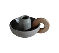 OUTIFUOTPP Portacandele in Ceramica Conico, Supporto for Candele Decorative con Manico, portacandele for scrivania, TV, Cucina(Green Grey)