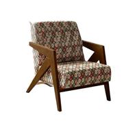 OUTIFUOTPP Sedia in stile moderno della metà del secolo con braccioli in legno accessoria la poltrona da soggiorno tessuto di lino in retrò(6)