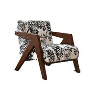 OUTIFUOTPP Sedia in stile moderno della metà del secolo con braccioli in legno accessoria la poltrona da soggiorno tessuto di lino in retrò(1)