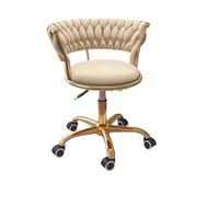 OUTIFUOTPP Sgabello for trucco in flanella, mobili, poltrona elevabile girevole, a rotelle for salone di bellezza, sgabello for toeletta con schienale, sedile for il tempo libero(Off white)