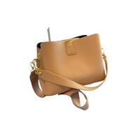 Outings Borsa a secchiello in PU da donna - Borsa a mano e a tracolla minimalista urbana di piccola capacità, di alta qualità e alla moda for tutti i giorni(Khaki)