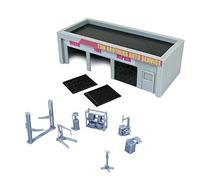 Outland Models Garage per modellini auto, officina di servizio auto, scala S/1:64, grigio, realistico, per adulti e appassionati di modellismo, unisex, per bambini