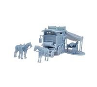 Outland Models HO Scale/1:87 Western Model Kit - Old West Horse Carriage Camp Wagon con tenda laterale, 2 cavalli, 2 figure - Hobby Train