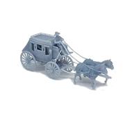 Outland Models Layout del treno Old West Horse Carriage 2-Horse Stagecoach 1:87 Scala HO