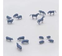 Outland Models Modellino ferroviario cavallo pecora mucca maiale fattoria animali set N scala 1:150